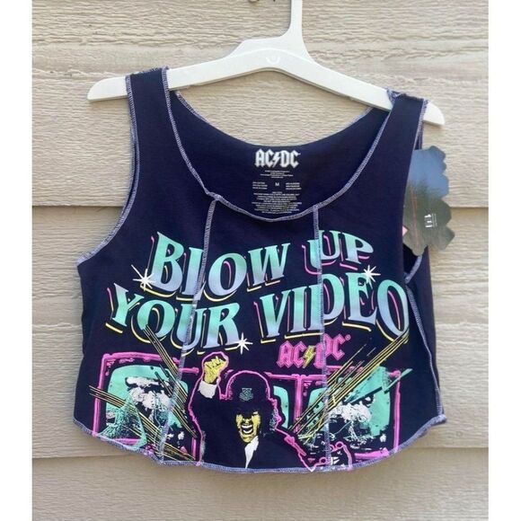 Womens M ACDC crop top NEW - Picture 1 of 1